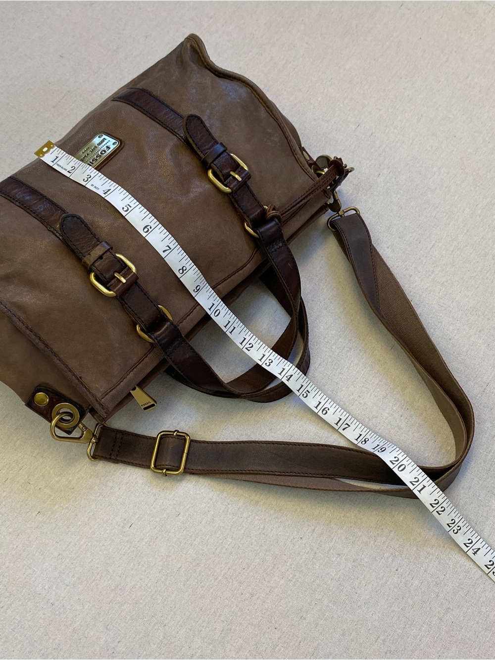 Fossil Maddox Vintage Handbag Satchel Purse Bag Leather - Picture 12 of 14